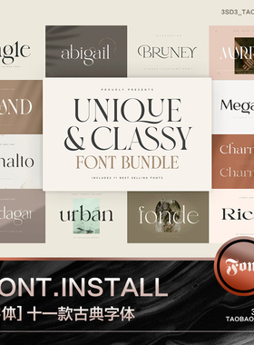 3SD3十一款优雅古典英伦复古风格非无衬线英文字体安装包合集素材
