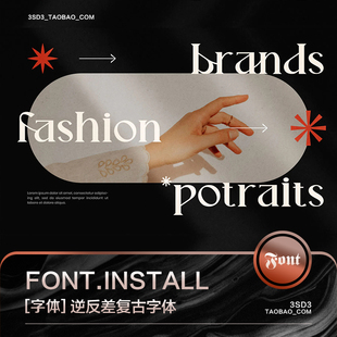 3SD3酸性复古逆反差北欧风非衬线高级英文字体安装包PSAI设计素材