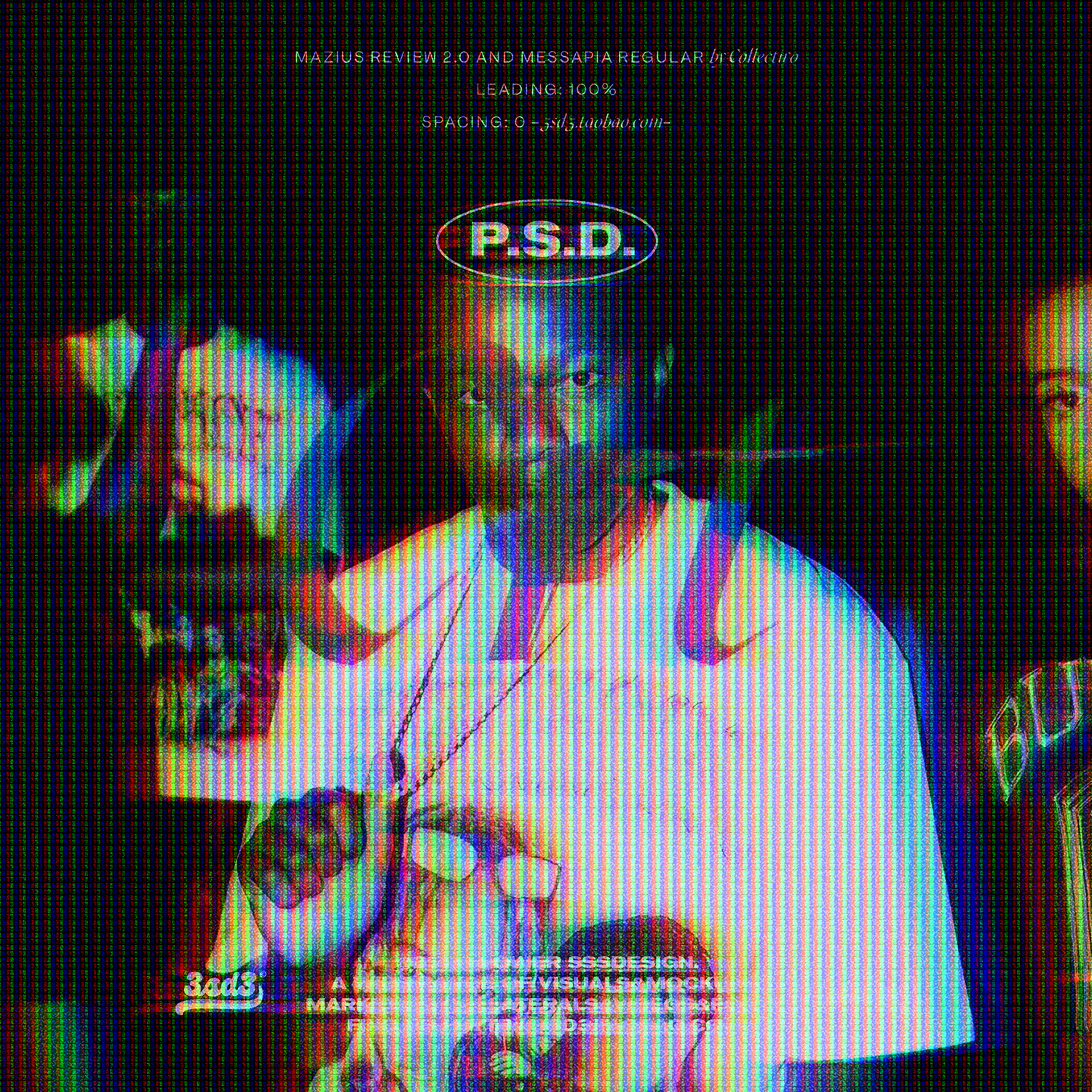 3SD3复古怀旧老电视故障失真噪点颗粒CRT数字照片海报效果PSD样机