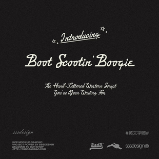 3SD3美式 手写连笔PROCREATE英文PSMAC字体包素材 复古艺术西部风格