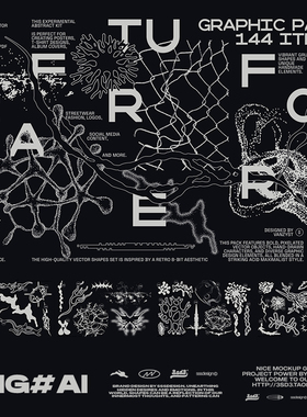3SD3 潮流迷幻Y2K破碎机能美学抽象艺术潮牌酸性未来主义免扣素材