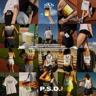 3SD3马拉松跑步运动服装手机背包手提袋T恤背心海报PSD品牌VI样机