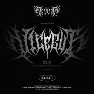 3SD3暗黑亚文化小众哥特说唱异形恐怖尖刺狂乱朋克摇滚LOGO字体包