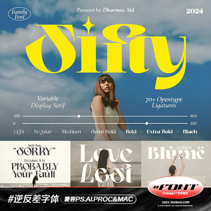 古典高级复古逆反差衬线封PROCREATE英文字体包PS英文字设计素材