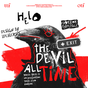 3SD3暗黑粗糙抽象亚文化说唱嘻哈涂鸦字体恐怖风街头手写英文字体