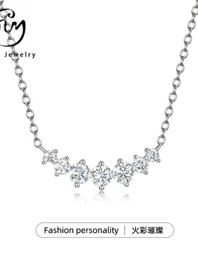 S925银莫桑石排镶横款项链女款工厂直供简约精致闪耀日常百搭首饰