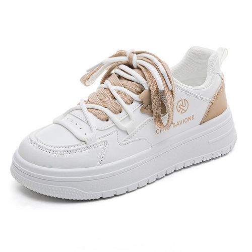 春秋新款小白鞋女鞋学生透气百搭运动鞋时尚休闲鞋系带板鞋厚底