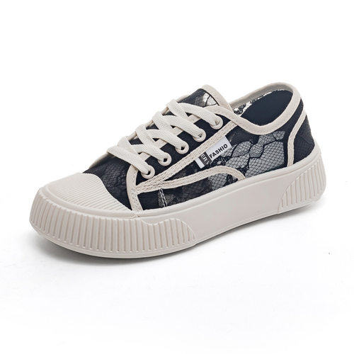 夏季女生蕾丝网面鞋透气速干鞋女新款百搭帆布鞋板鞋软底防滑女鞋