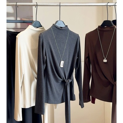 半高领羊绒高弹打底衫女2025秋冬