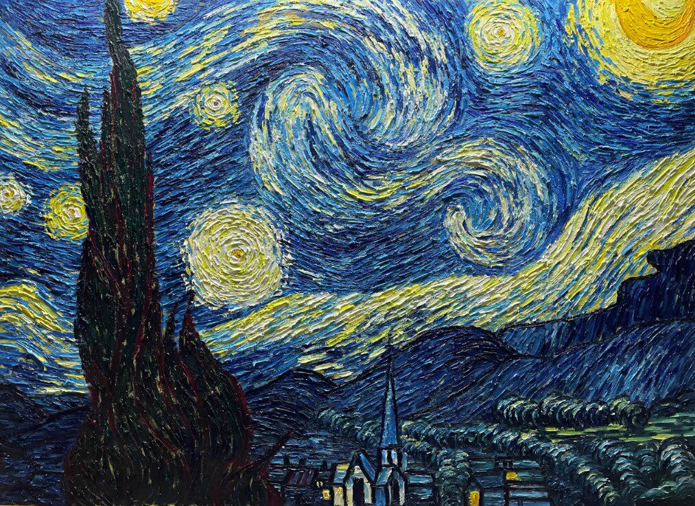 手绘油画梵高星空 名画 现代简约客厅沙发背景墙餐厅装饰画