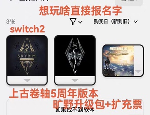 Switch数字版游戏账号ns2 ns主号出租上古卷轴5周年版本下载版