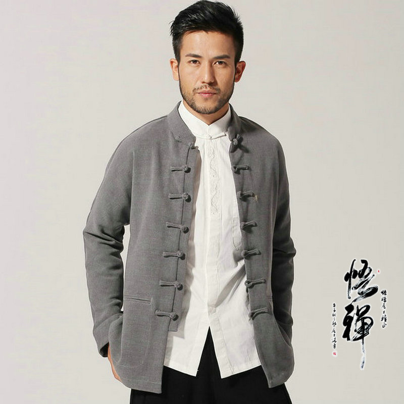 中青年修身居士服夹克春秋冬唐装