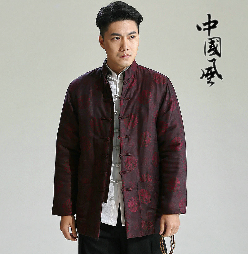 香云纱中国风男装秋冬棉袄外套男