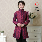 中长款 中老年妈妈装 春秋季 女装 上衣 女盘线风衣外套大码 民族风唐装
