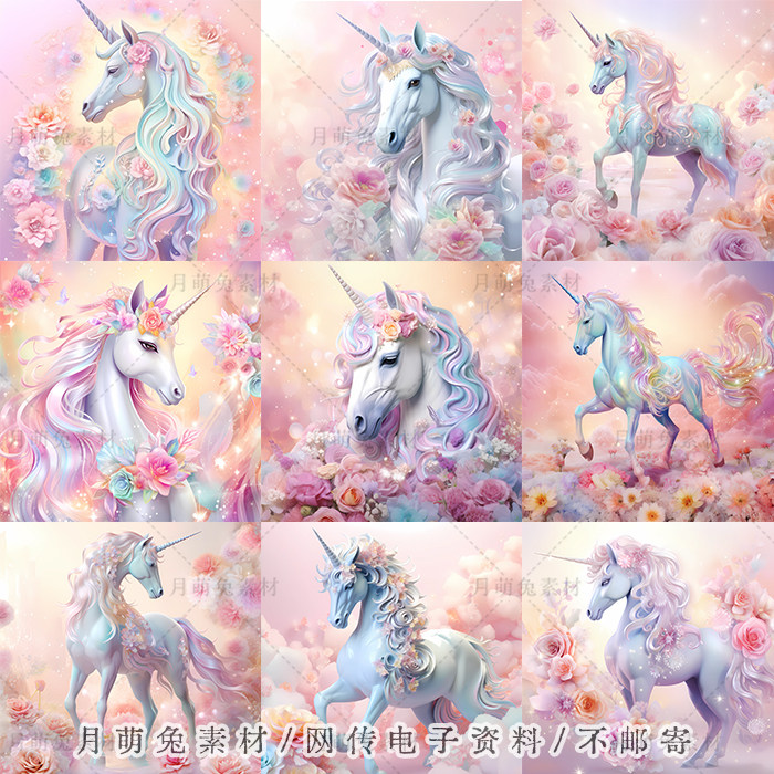 唯美梦幻粉色背景独角兽装饰画海报卡片包装背景图片jpg设计素材
