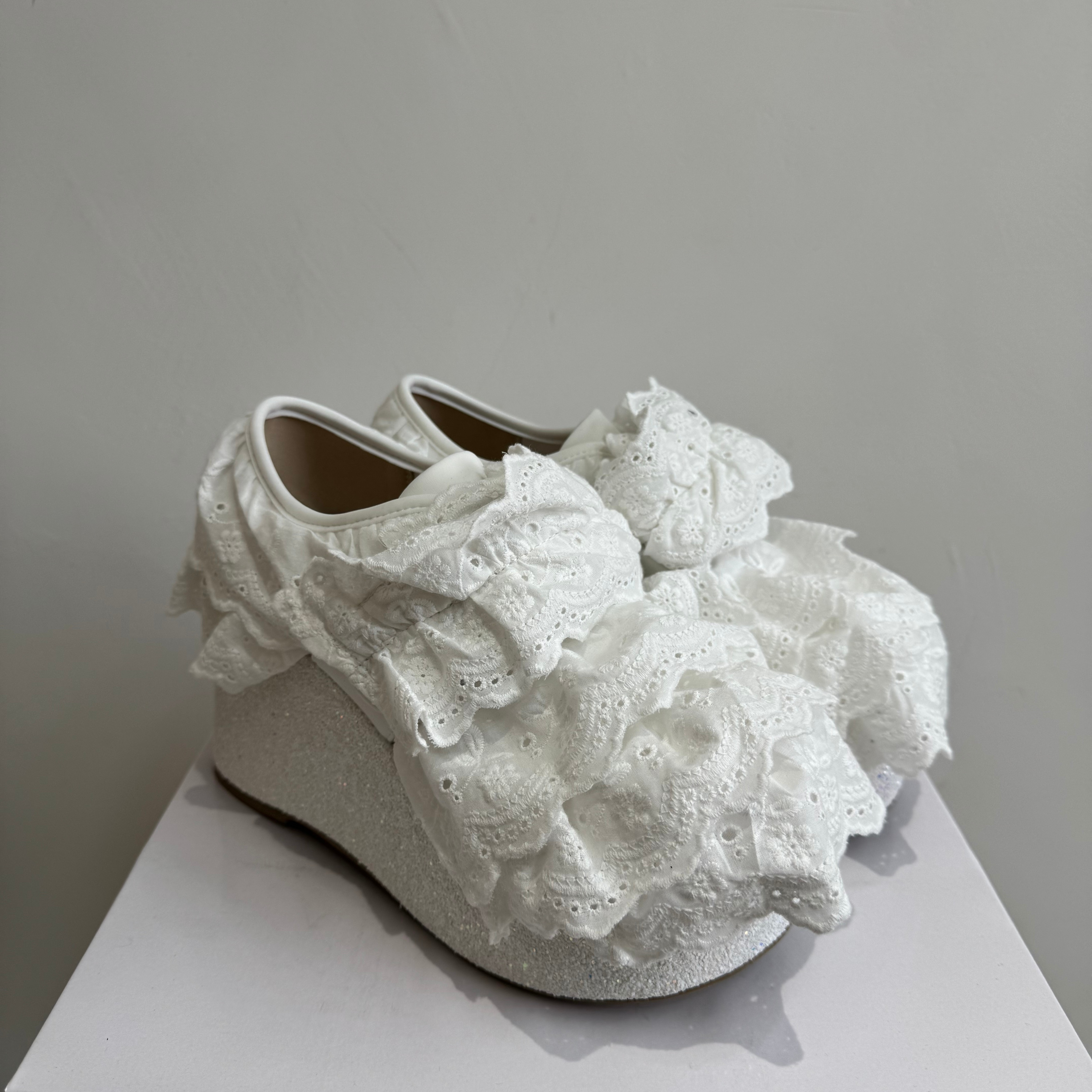 chalmiere贵牌！可爱超嗲系！复古蕾丝花边闪闪厚底增高日系女鞋