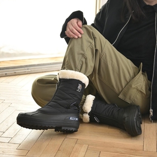 北海道BI备！防滑冰爪加绒保暖日系户外运动休闲雪地靴拉链女靴