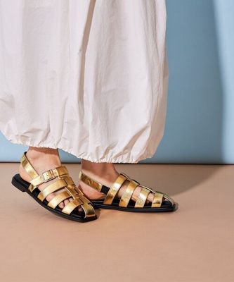 法式小众夏季编织镂空平底凉鞋