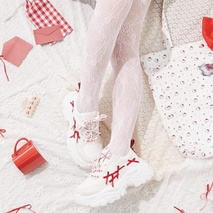 Kitty大耳狗美乐D联名！洛丽塔蕾丝蝴蝶结厚底日系运动休闲老爹鞋