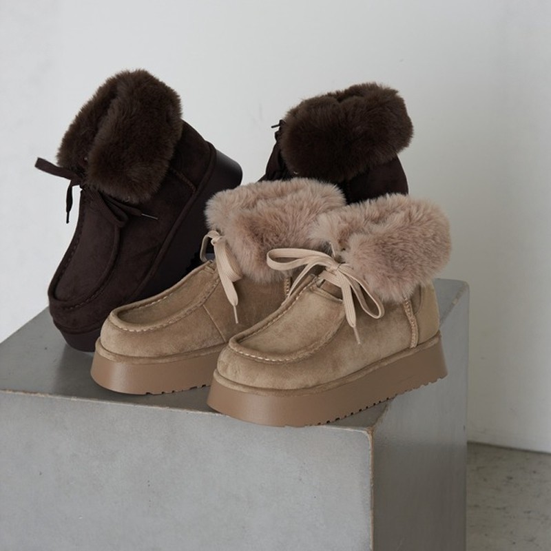 冬日小暖炉！日系复古新品毛绒绒系带圆头平底防滑保暖雪地靴女冬,女鞋,时尚雪地靴,淘宝优惠券,粉丝福利购,淘宝优惠卷