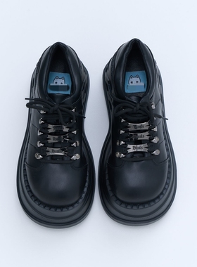 Hauls原宿暗黑少女！喵吉吸烟猫厚底增高松糕鞋日系小皮鞋