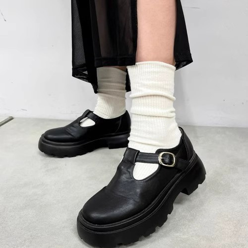 日系甜酷范厚底小皮鞋女鞋玛丽珍