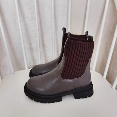 炒显瘦厚底增高日系针织靴