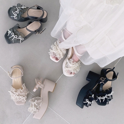 仙女日系复古圆头方跟一字扣带