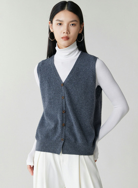 ZS6026-女26纯绒V单股开衫马甲
