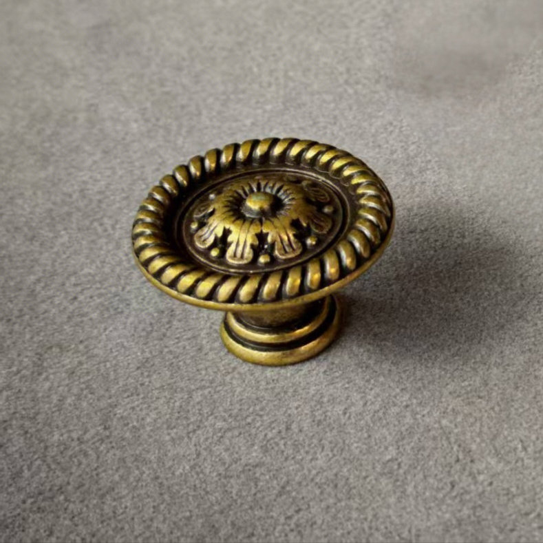 柏丽雅欧式简约复古雕花柜门拉手仿古铜枯柜抽屉把手