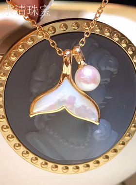 S925银k金工艺淡水珍珠项链吊坠