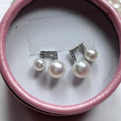 新品强光淡水珍珠耳环s925银个性