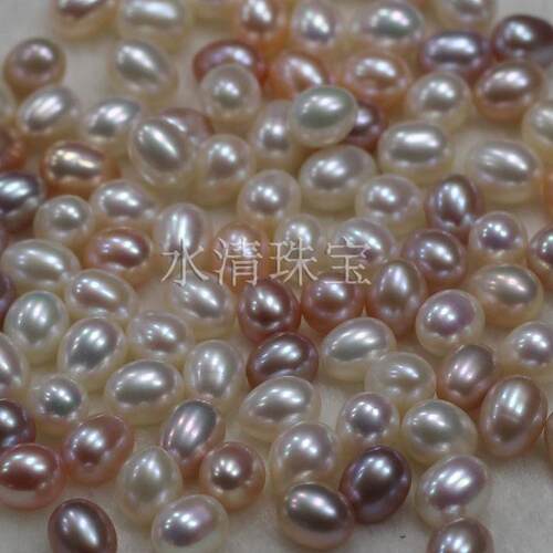 正品小众天然淡水珍珠裸珠水滴形5-8mm无孔颗粒散珠可定制打孔DIY