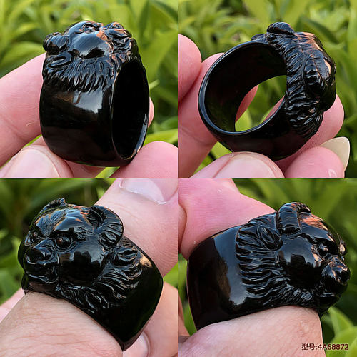 天然保真活柳海柳戒指扳指情侣指环血柳大拇指把玩雕刻牛收藏包邮
