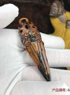 保真黑珊瑚海柳文玩手把佛珠念珠吊坠车挂吊牌收藏吉祥古兽坠包邮