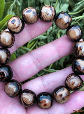 天然血柳海柳手串男女士情侣父母朋友佛珠桶珠14x14mm天眼纹包邮