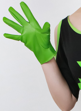 短款皮手套  21cm仿真皮仿皮羊皮牛油果绿苹果绿草绿色显瘦拍照女