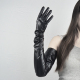 70CM过肘超长款 漆皮手套女亮黑触屏仿真PU皮保暖表演拍照cosplay