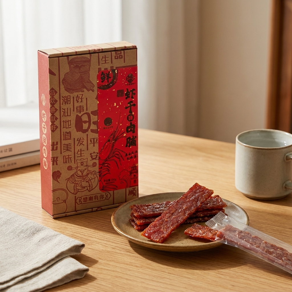 潮汕特产虾干猪肉脯潮汕手撕鱼干肉脯猪肉干办公室解馋零食伴手礼