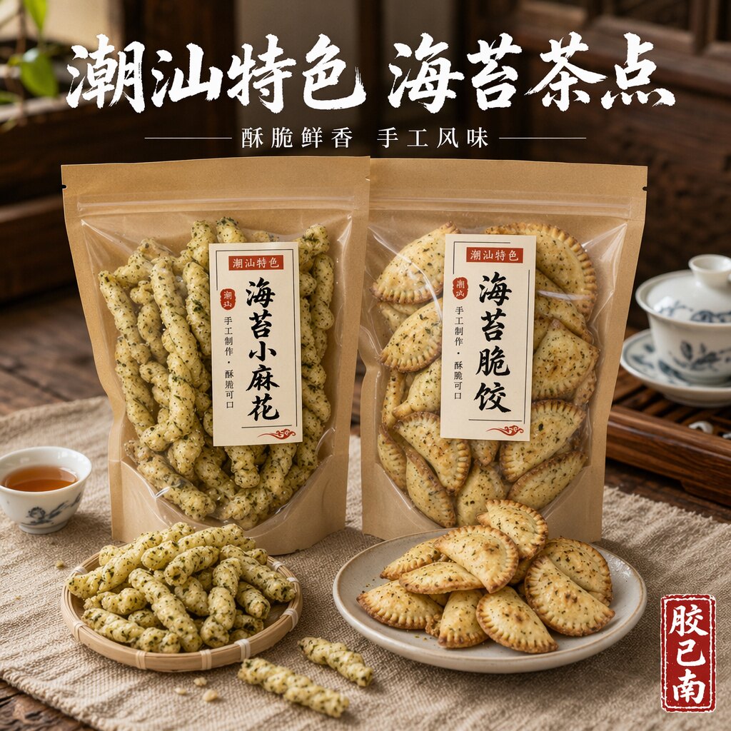潮汕特产手工海苔麻酥脆饺袋装