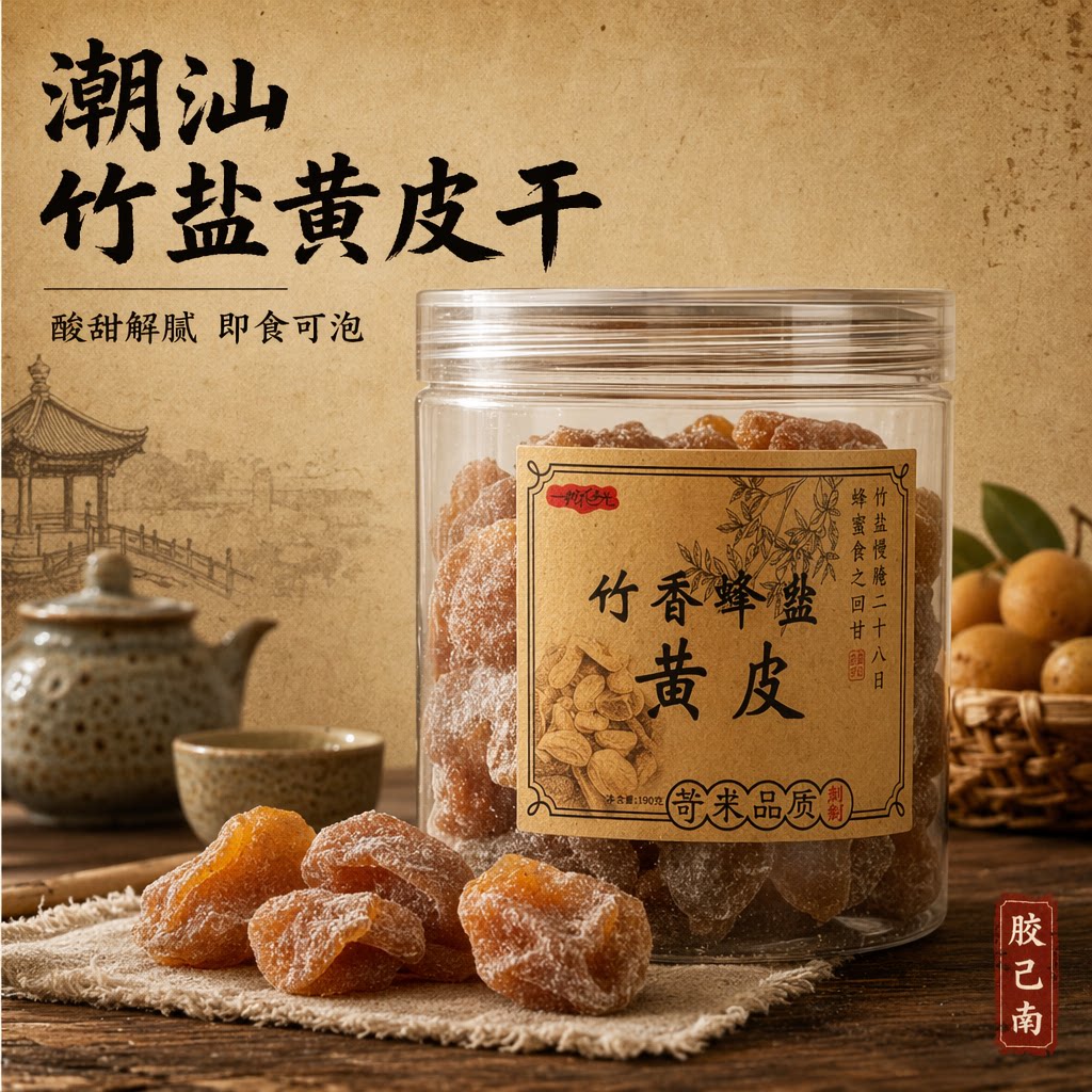 潮汕竹盐黄皮话梅罐装酸甜解腻