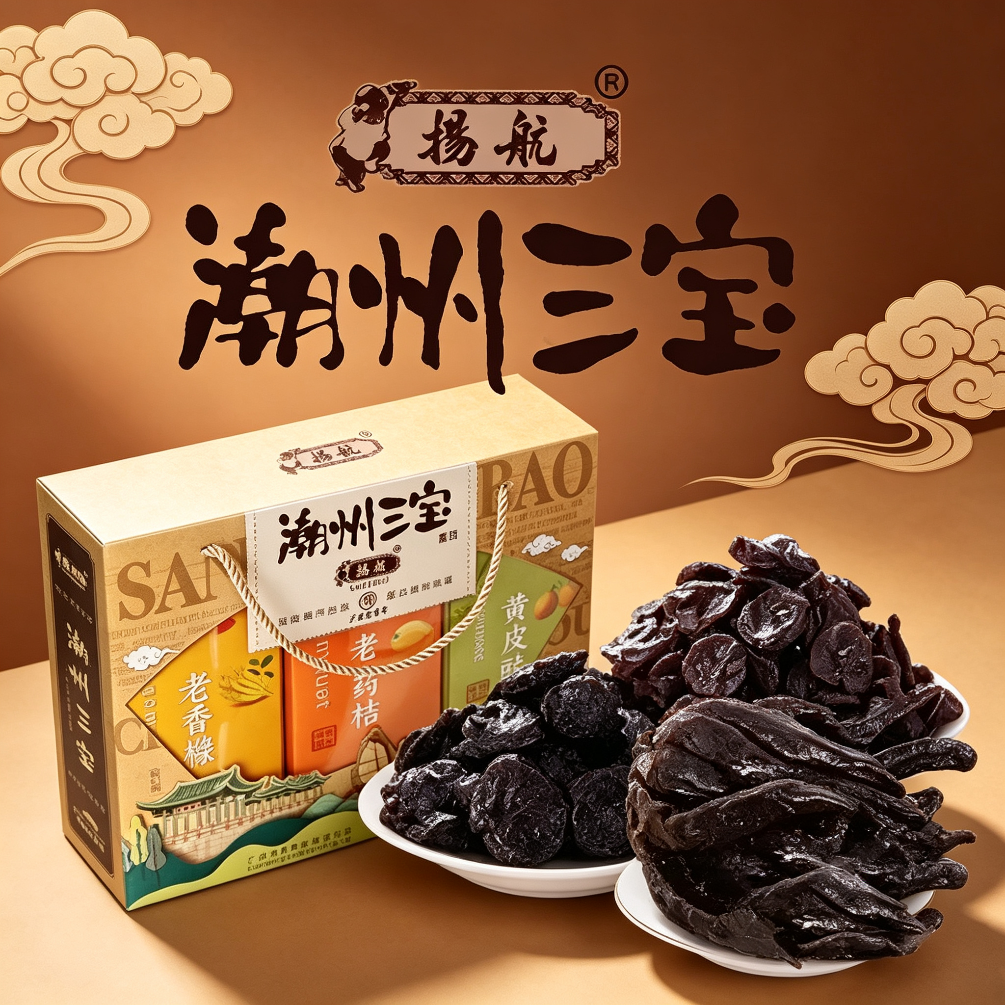 扬航潮州三宝广东潮汕特产药桔香橼佛手黄皮蜜饯礼盒潮汕伴手礼