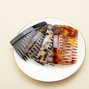 15齿倒插发梳盘发插梳刘海梳高颅顶发卡防滑蓬松长梳子侧边梳 法式