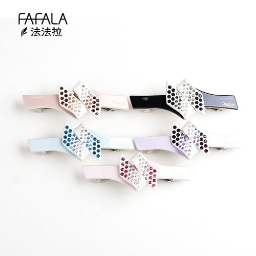 法国佩妮大号几何水钻气质一字夹