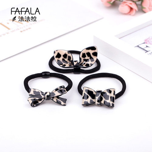 包邮佩妮豹纹蝴蝶结发绳头饰