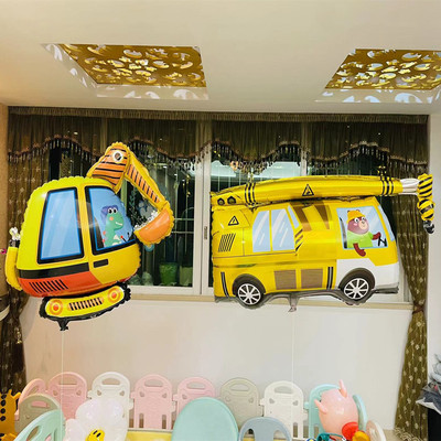 挖机工程车充气儿童男孩气球