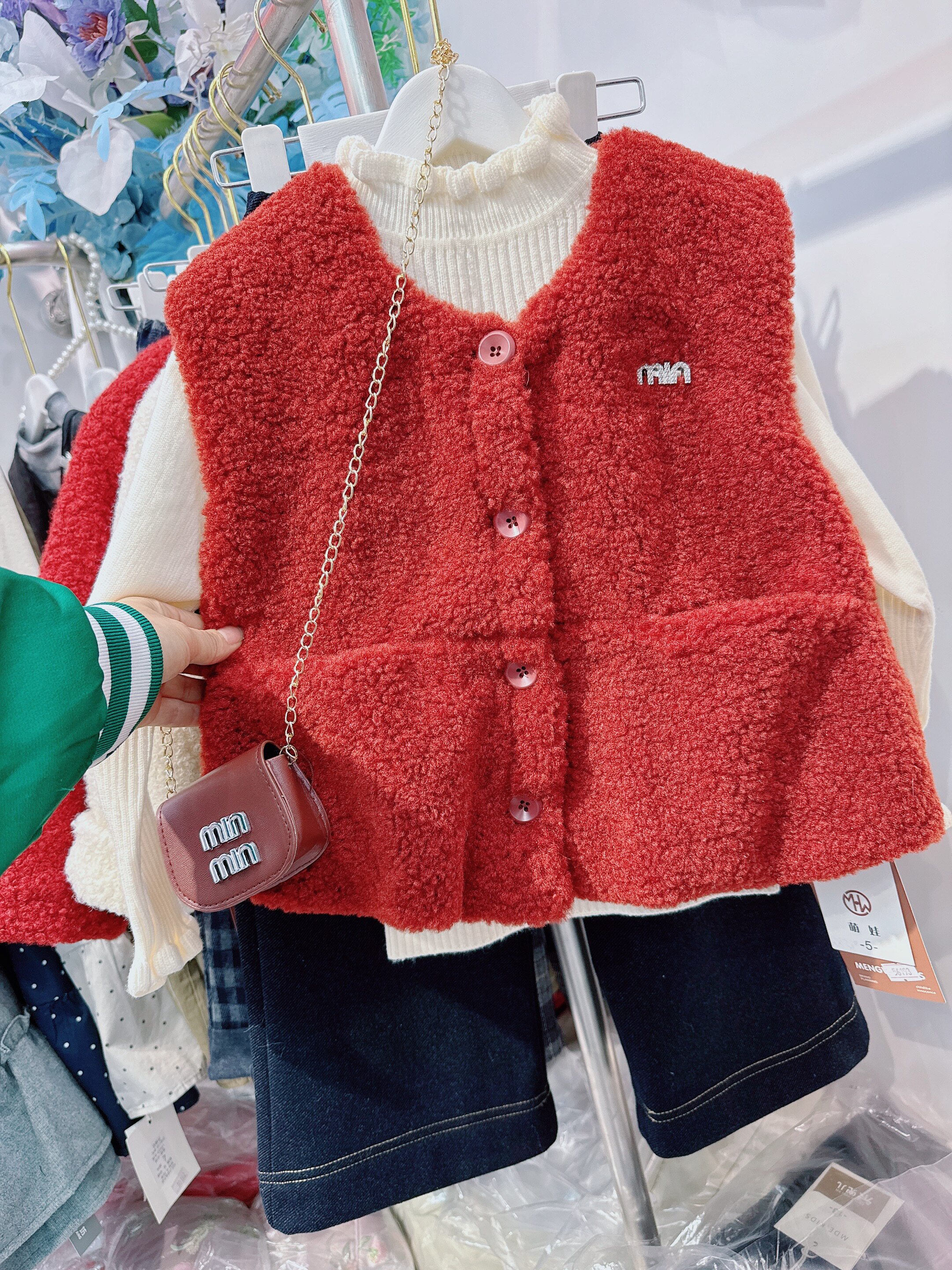 女童冬套装2025新款儿童衣服女孩毛衣马甲三件套秋冬季加厚大童