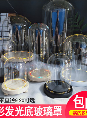 发光防尘罩永生花微景观桌面摆件