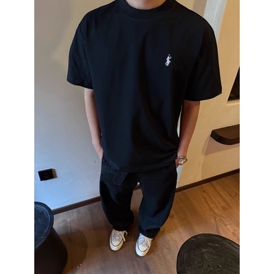 夏季重磅刺绣纯棉320G短袖T恤男