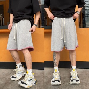 短裤 休闲百搭宽松直筒五分裤 重磅400g纯棉毛圈水洗双色料美式 夏季